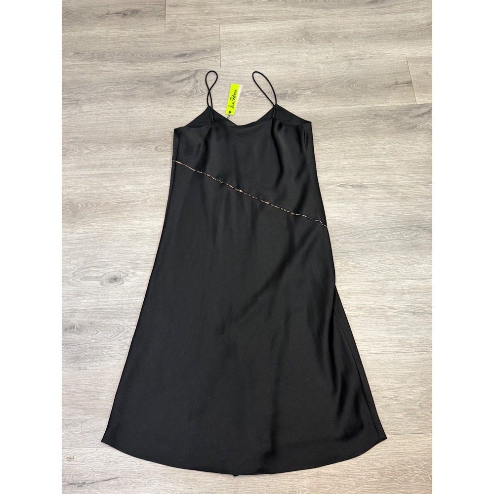 Sam Edelman Leopard Trim Contrast Piping Cami Midi Slip Dress NWT Size 6 - Picture 4 of 8